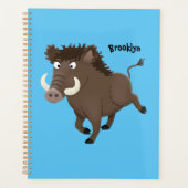 Funny wild boar razorback cartoon illustratie planner (Voorkant)