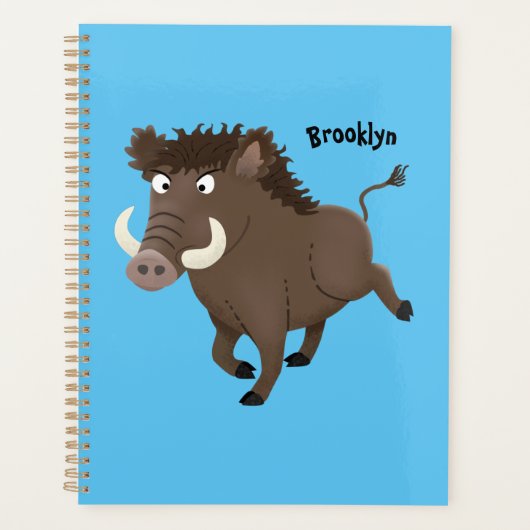 Funny wild boar razorback cartoon illustratie planner (Voorkant)
