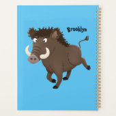 Funny wild boar razorback cartoon illustratie planner (Achterkant)
