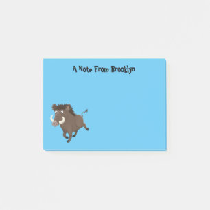 Funny wild boar razorback cartoon illustratie post-it® notes