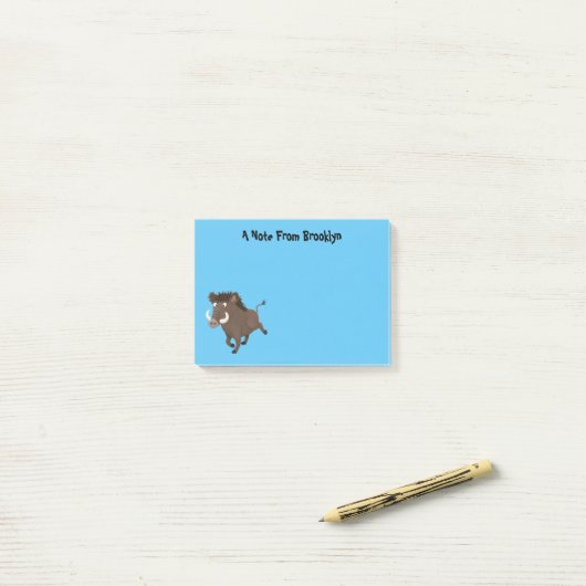 Funny wild boar razorback cartoon illustratie post-it® notes (Op bureau)