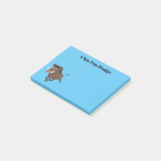 Funny wild boar razorback cartoon illustratie post-it® notes (Schuin)