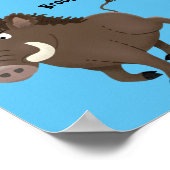 Funny wild boar razorback cartoon illustratie poster (Hoek)