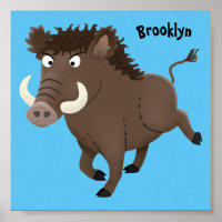 Funny wild boar razorback cartoon illustratie