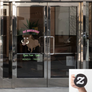 Funny wild boar razorback cartoon illustratie raamsticker