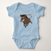 Funny wild boar razorback cartoon illustratie romper (Voorkant)