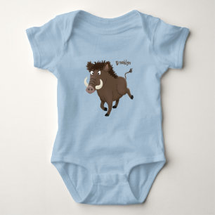 Funny wild boar razorback cartoon illustratie romper