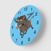 Funny wild boar razorback cartoon illustratie ronde klok (Hoek)