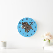 Funny wild boar razorback cartoon illustratie ronde klok (Huis)