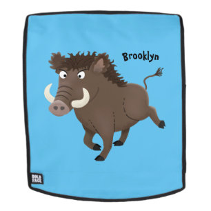 Funny wild boar razorback cartoon illustratie rugtassen