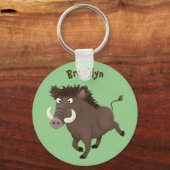 Funny wild boar razorback cartoon illustratie sleutelhanger (Voorkant)