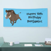 Funny wild boar razorback cartoon illustratie spandoek (Beurs)