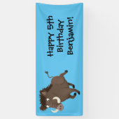 Funny wild boar razorback cartoon illustratie spandoek (Verticaal)