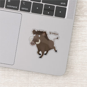 Funny wild boar razorback cartoon illustratie sticker