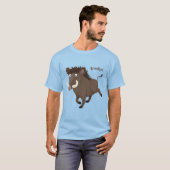 Funny wild boar razorback cartoon illustratie t-shirt (Voorkant volledig)