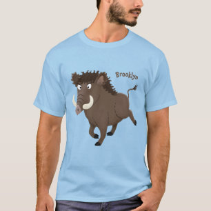 Funny wild boar razorback cartoon illustratie t-shirt
