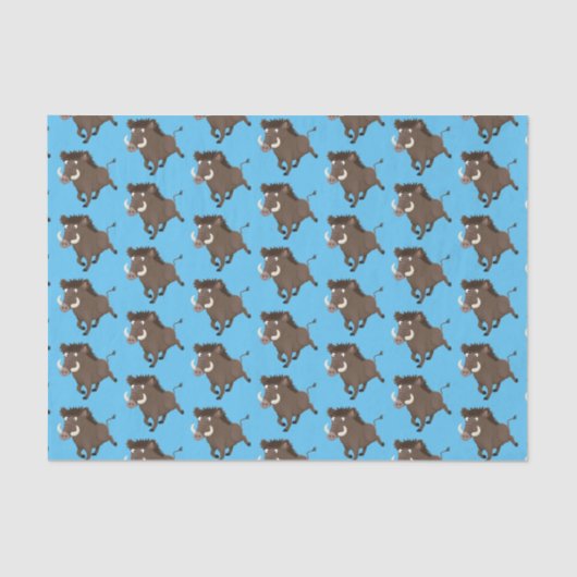 Funny wild boar razorback cartoon illustratie tissuepapier (Voorkant)