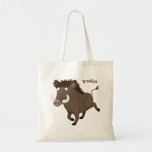 Funny wild boar razorback cartoon illustratie tote bag