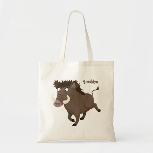Funny wild boar razorback cartoon illustratie tote bag (Voorkant)