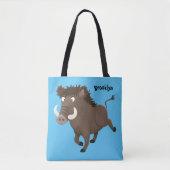 Funny wild boar razorback cartoon illustratie tote bag (Voorkant)