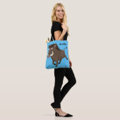 Funny wild boar razorback cartoon illustratie tote bag (Op model)