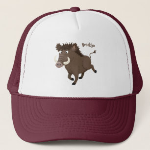 Funny wild boar razorback cartoon illustratie trucker pet