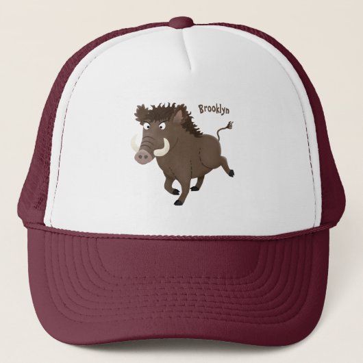Funny wild boar razorback cartoon illustratie trucker pet (Voorkant)