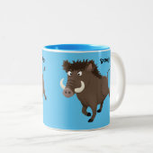 Funny wild boar razorback cartoon illustratie tweekleurige koffiemok (Voorkant rechts)