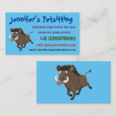 Funny wild boar razorback cartoon illustratie visitekaartje (Voorkant / Achterkant)