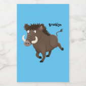 Funny wild boar razorback cartoon illustratie voedselcontainer etiket (Enkel label)