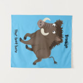 Funny wild boar razorback cartoon illustratie wandkleed (Voorkant (horizontaal))