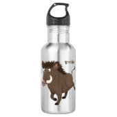 Funny wild boar razorback cartoon illustratie waterfles  (Voorkant)