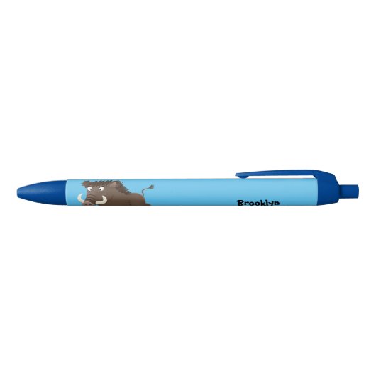 Funny wild boar razorback cartoon illustratie zwarte inkt pen (Bovenkant)