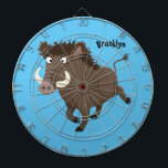 Funny wild boar razorback cartoon illustration dartbord<br><div class="desc">This funny brown wild boar is ready to charge. Drawn in cartoon illustration style.</div>