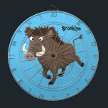 Funny wild boar razorback cartoon illustration dartbord<br><div class="desc">This funny brown wild boar is ready to charge. Drawn in cartoon illustration style.</div>
