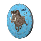 Funny wild boar razorback cartoon illustration dartbord (Voorkant Rechts)