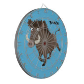 Funny wild boar razorback cartoon illustration dartbord (Voorkant Links)