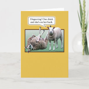 Funny Wild en Wooly Drink Sheep Birthday Kaart