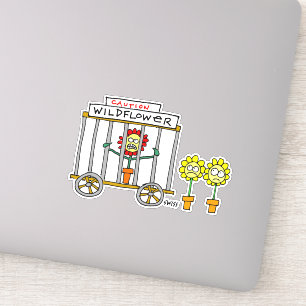 Funny Wild Flower in Cage Wildflower Cartoon Stick Sticker