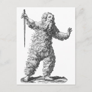 Funny Wild Man op een Rampage - Medieval Legend Briefkaart