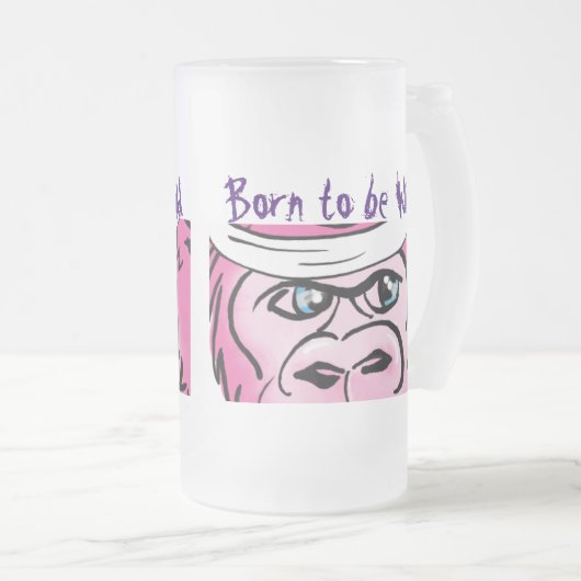 Funny Wild Pink Gorilla Matglas Bierpul (Voorkant rechts)