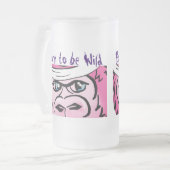 Funny Wild Pink Gorilla Matglas Bierpul (Voorkant links)