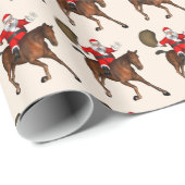 Funny Wild Rider Santa Claus op bruin paard Cadeaupapier (Rol Hoek)