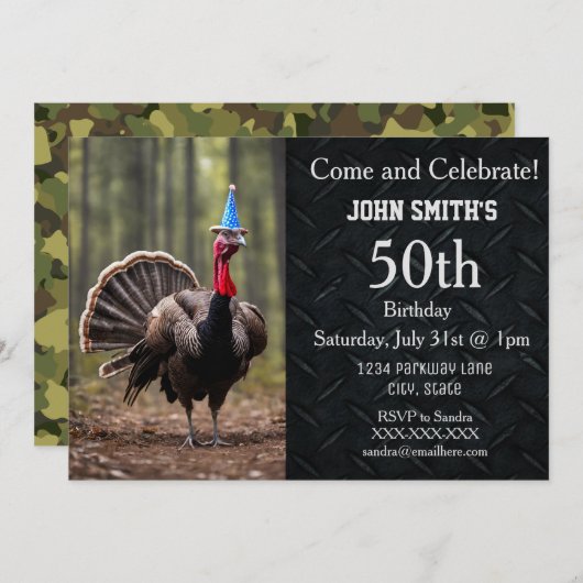 Funny Wild Turkije Jacht Mannen Kaart (Voorkant / Achterkant)