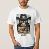 Funny Wild West Cowboy Gezegde Skull Sheriff Art T-shirt (Voorkant)