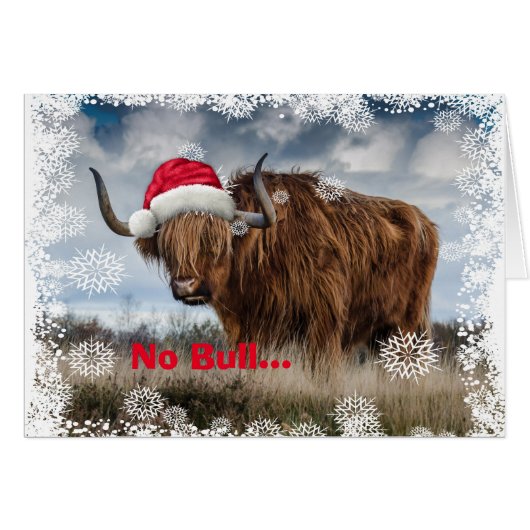 Funny Wild Yak Santa Hat-kerstKaart (Voorkant Horizontaal)