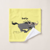 Funny wildebeest die de illustratie van de cartoon bad handdoek (Wasdoekje)