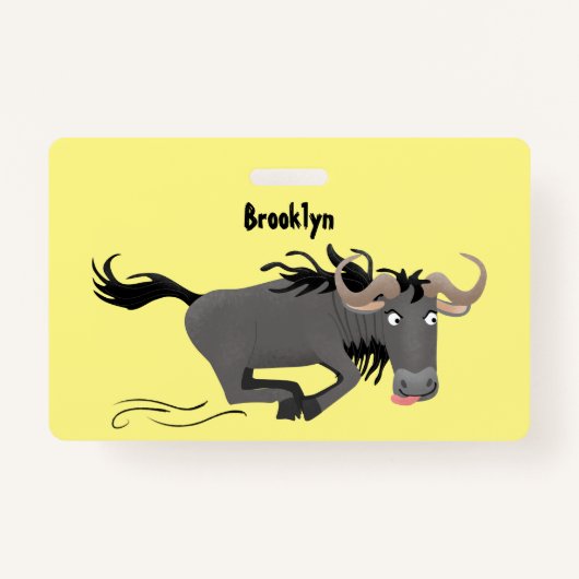 Funny wildebeest die de illustratie van de cartoon badge (Voorkant)