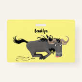 Funny wildebeest die de illustratie van de cartoon badge (Achterkant)