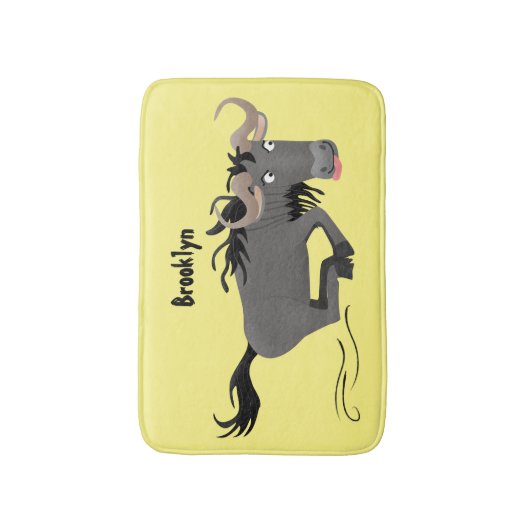 Funny wildebeest die de illustratie van de cartoon badmat (Voorkant Verticaal)